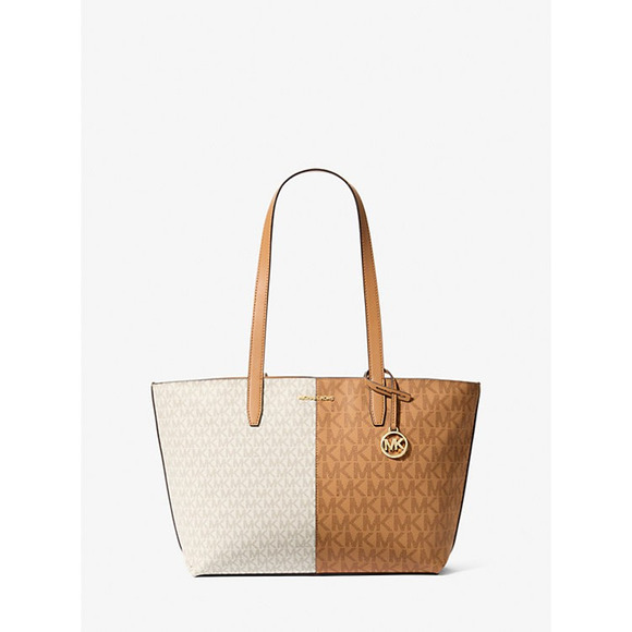Michael Kors Jet Set Medium Two-Tone Logo Tote Bag Color Deer multi/vanilla - Picture 1 of 7